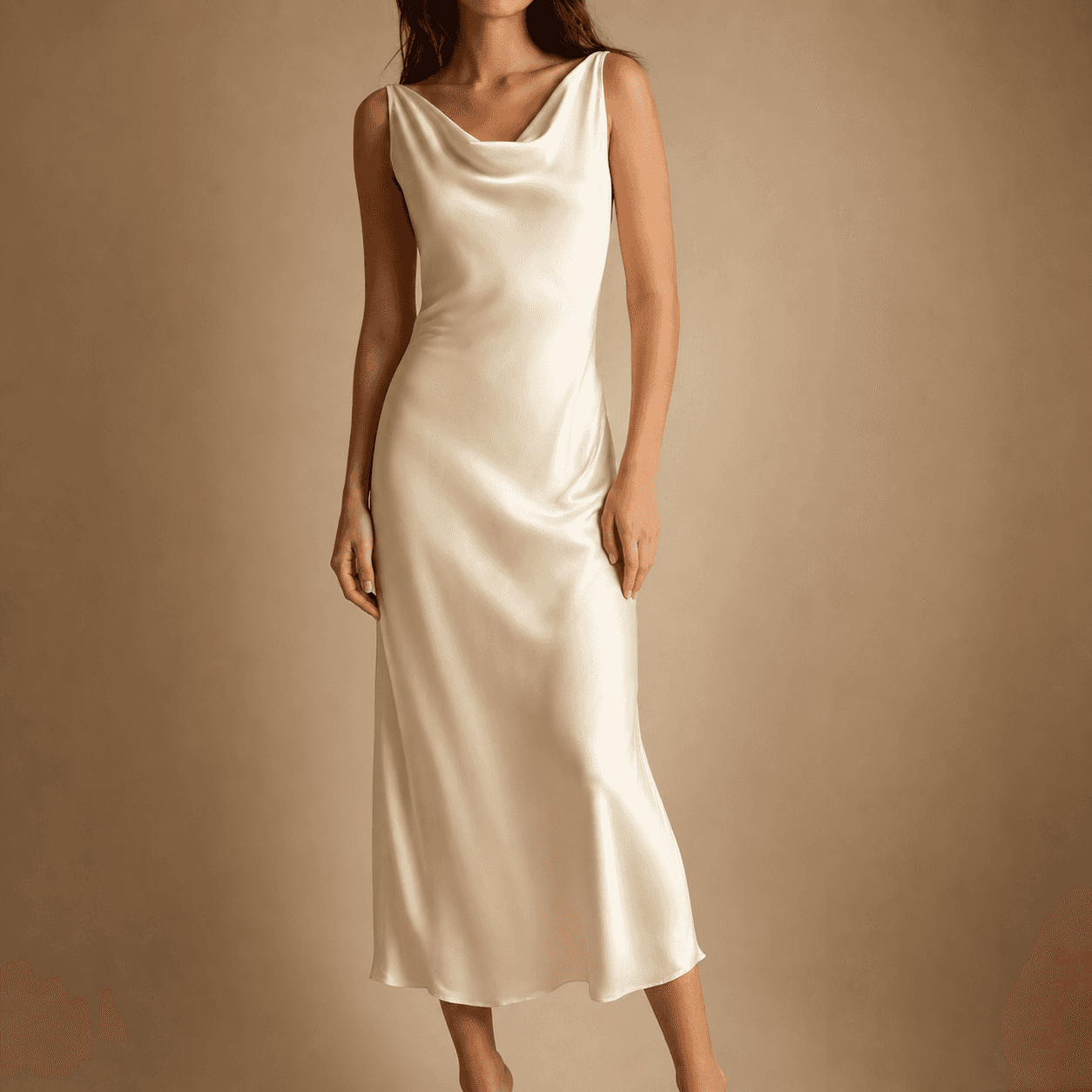 Vestido Seda Ivory Corte Bies